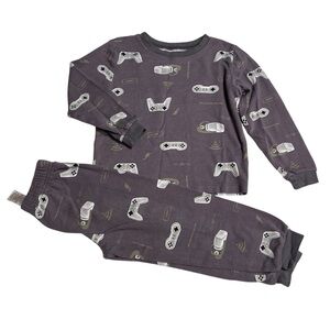 Game Controller Print Kids Pajama Set - Charcoal